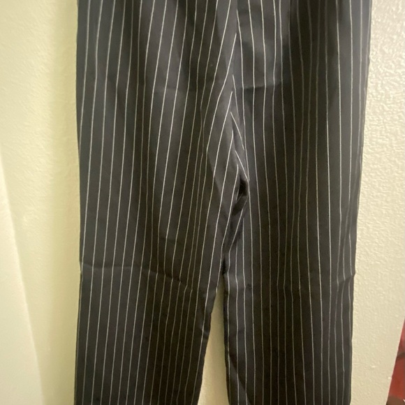 Pinstriped Button Down Straight Wide Leg Trousers XS - Picture 4 of 8